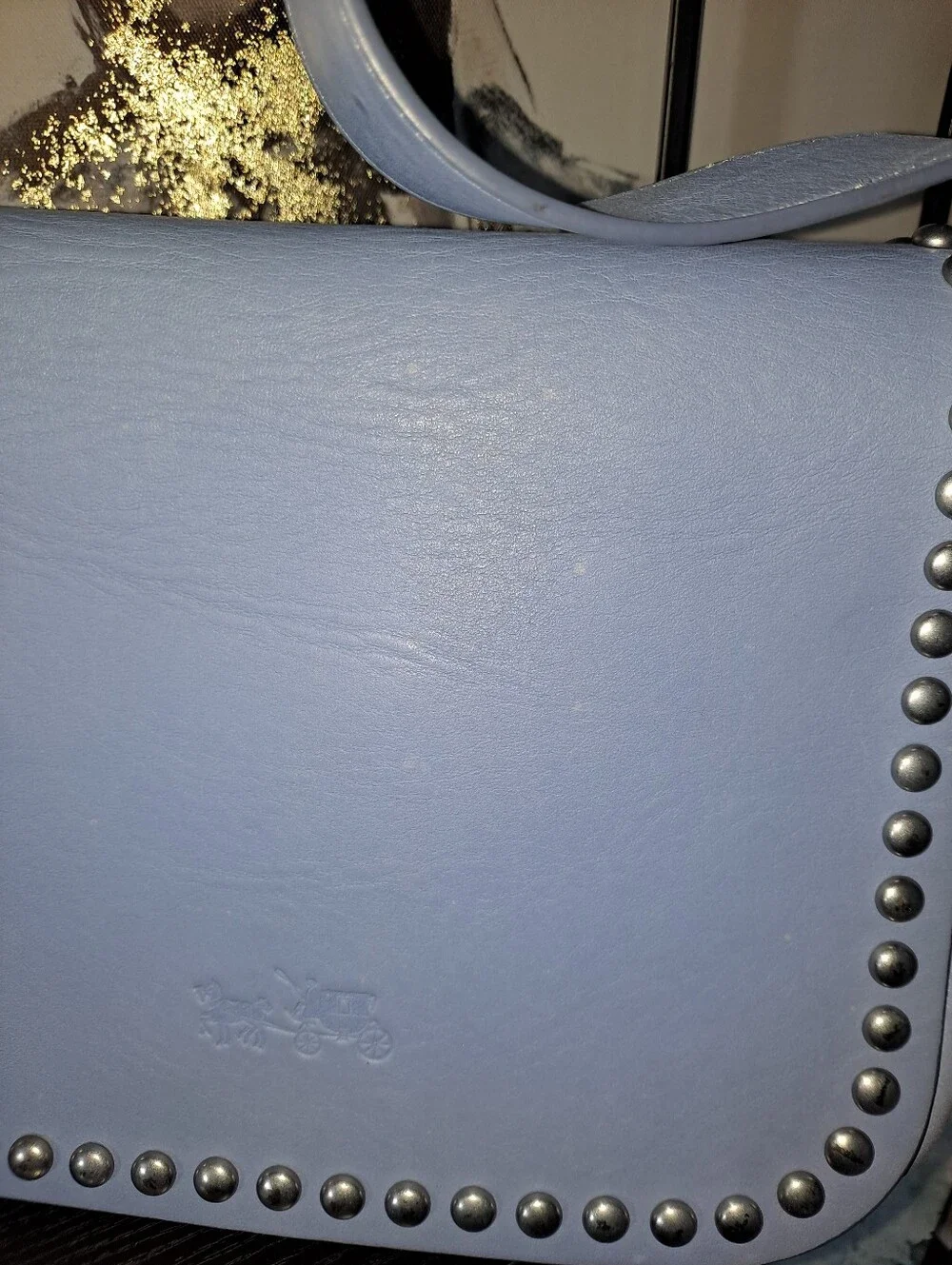 Coach Blue Studded Leather Crossbody Bag